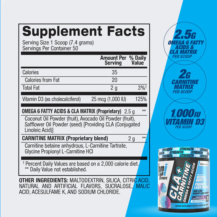 BPI CLA+CARNITINE 350G (50SRV) nutrition