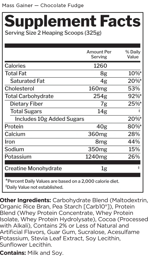 RULE1 MASS GAINER - 2.6KG nutrition