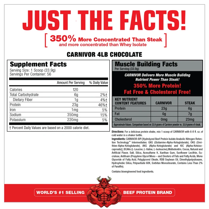 MUSCLEMEDS CARNIVOR ISOLATE BEEF PROTEIN - 1.68KG nutrition chocolate